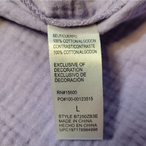 Democracy Cotton Woven Crochet Square Neck Short Bubble Sleeve Scallop Hem Top - Picture 9 of 13